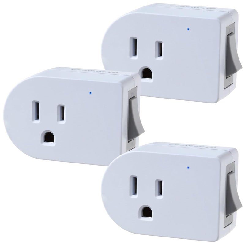 Fosmon Grounded Outlet Switch, ON/Off Switch (3 Pack), 3 Prong Plug in Electrical Switch, 245J Single Port Electric Switch Adapter Surge Protector, Power Switch Outlet Extender, White, ETL Listed - Image 1